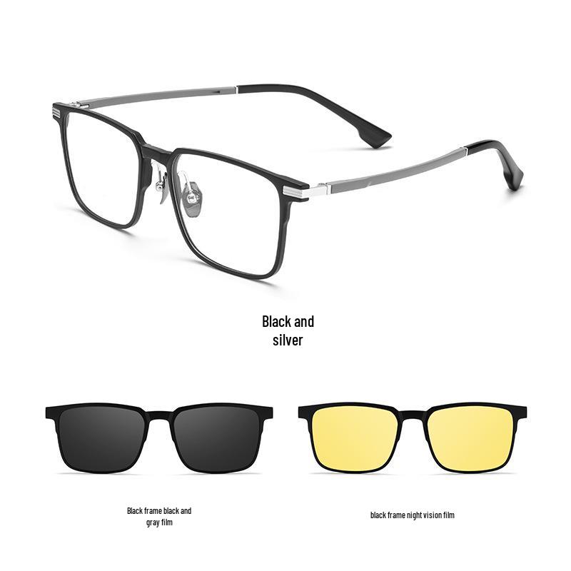 TR Квадратные Магнитные Накладные Очки 3-в-1 Поляризационные, Ночное Видение, Совместимые с Rx для Вождения и Рыбалки 9017