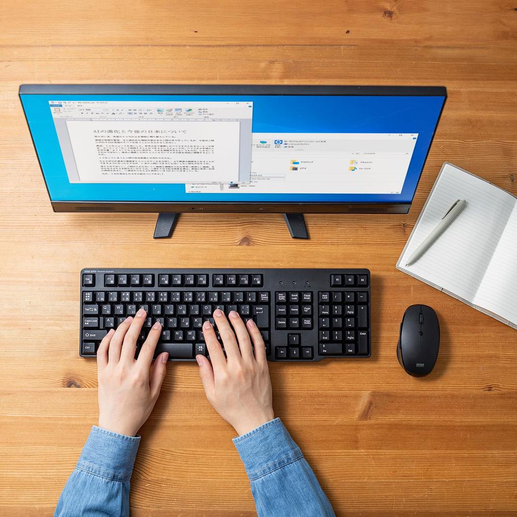 Sanwa Supply Bluetooth Keyboard, Full Size, with Numeric Keypad, 3-Device Multi-Pairing, Automatic OS Recognition, Japanese Layout, Copilot Key,