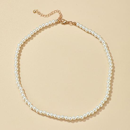 Женское круглое короткое колье из искусственного жемчуга из белого сплава для вечеринки