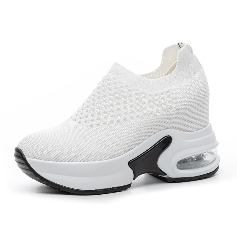 Женская обувь на внутренней платформе, 2025 осень, новая легкая дышащая обувь из ткани-мухи, кроссовки, спортивная и повседневная женская обувь с воздушной подушкой