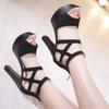 10cm 13cm Small Size 32-43 Elegant New Suede Shoes Platform Sandals 2025 Summer Block High Heels Gladiator Sandals Model Office