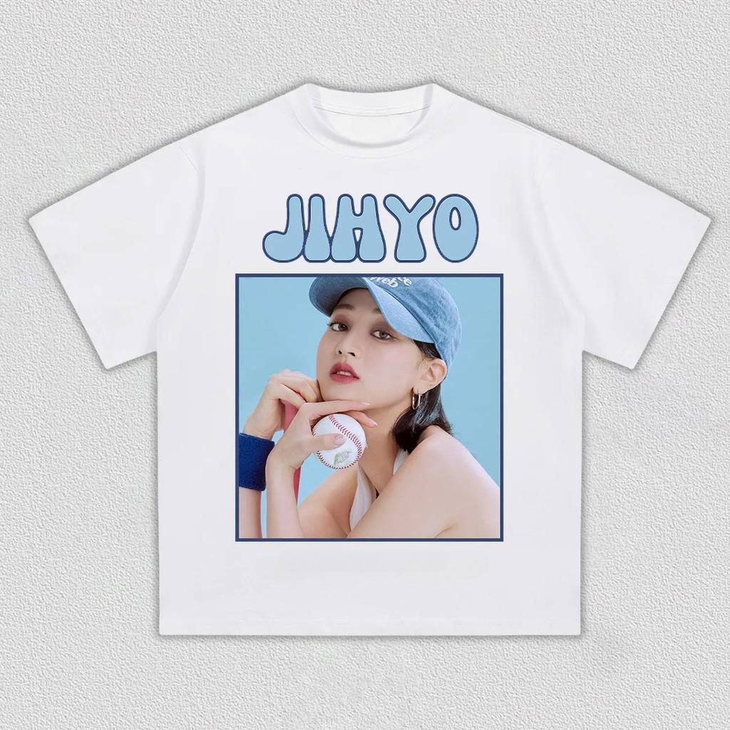 Kpop girl group Jihyo graphic unisex Cotton shirt Summer New Unisexs Yk Korean style fashion oversize Tshirt fan gift