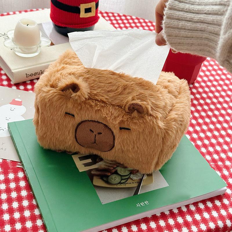 Мультяшная плюшевая коробка с салфетками Capybara, креативный дизайн, милая коробка с салфетками Capybara, украшение для дома для друзей, подарки на день рождения, Рождество