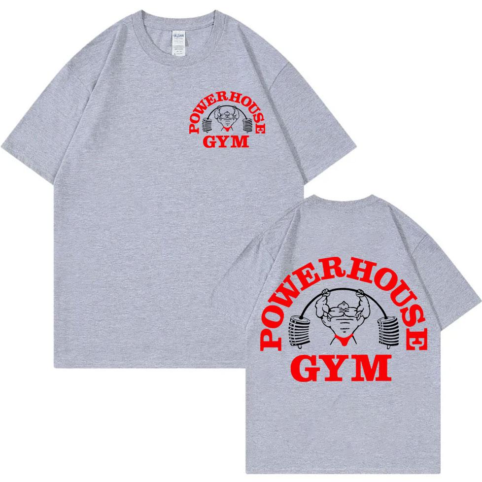 Футболка Powerhouse Gym с двусторонним принтом Модный тренд уличной моды Футболки с коротким рукавом Мужские Женские Повседневные Свободные Хлопковые Футболки