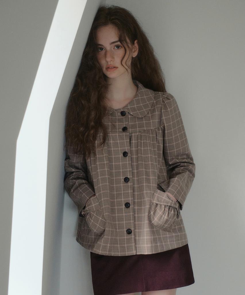 OURNOSTALGIA Colette Check Shirring Jacket_Beige(Ob6Ot05)