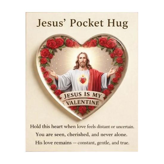 Jesus Pocket Hug Little Heart Pocket Hug Token with Inspirational Card Valentine's Day Gifts for Women Men Couple