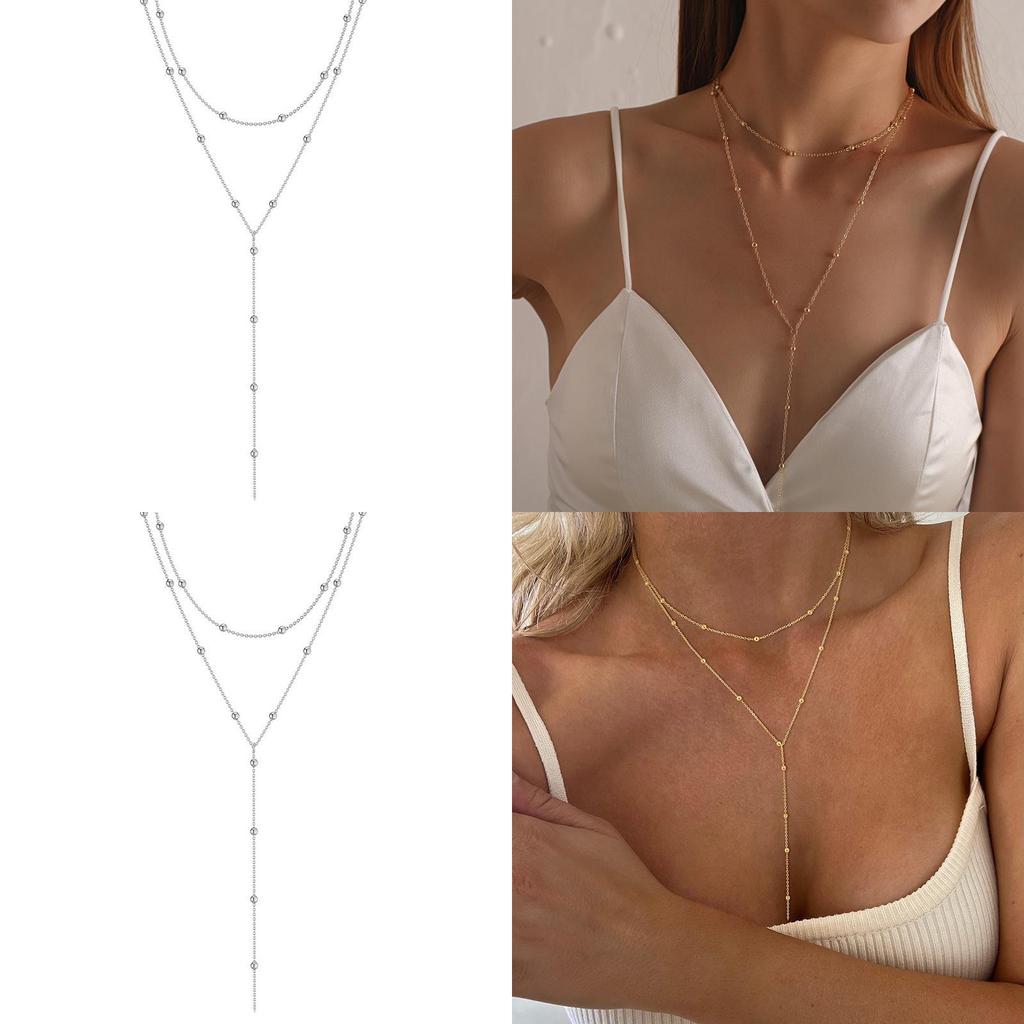 European Style Multilayer Gold Tone Necklace With Pendant For Women