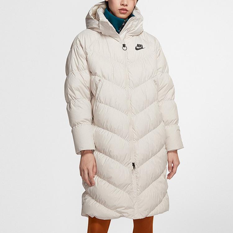 Nike Hooded Long Sleeve Mid-Length Down Jacket Winter Women Outerwear White CZ4069-008