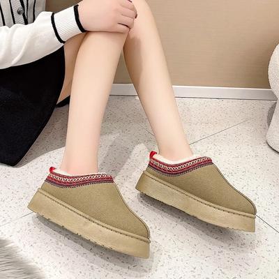 Женские ботинки Chelsea Ankle Snow Boots Winter New Woman Fur Short Plush Warm Flats Slippers Platform Shoes Flip Flops Suede Botas