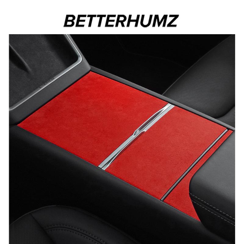 Betterhumz For Tesla Model 3 Highland Model Y 2018- Juniper Made of Alcantara Center Console Trim Sticker Car Interior Accessory