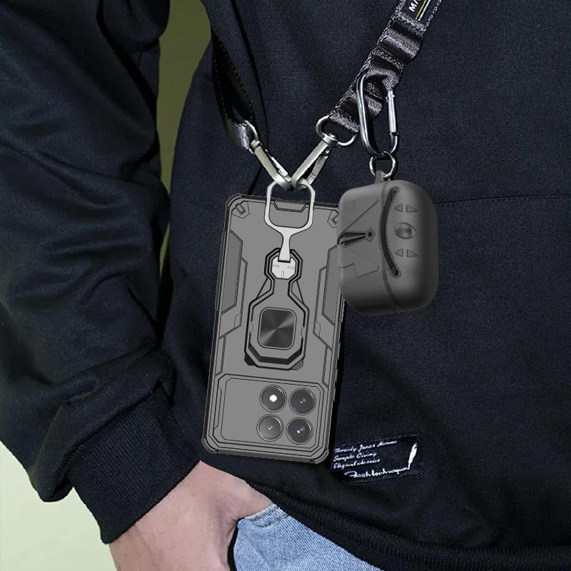 KEYSION Противоударный бронированный чехол для POCO F6 Pro Мягкий силикон+ПК Вертикальная металлическая кольцевая подставка Чехол для телефона для Xiaomi POCO X6 Pro 5G