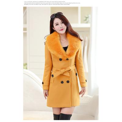 Осенне-зимнее шерстяное женское пальто с двубортным шерстяным пальто