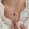 Сине-зеленый Шампанское Драгоценный Камень 18K Позолоченная Титановая Сталь Ретро Ожерелье - Модный Европейский Американский Стиль для Женщин и Пар.