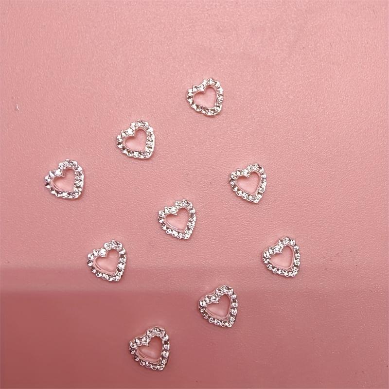 10pcs/set Silvery Cutout Heart Nail Art Accessories - 3D Alloy Nail Decorations for Elegant Nail Art, Unscented