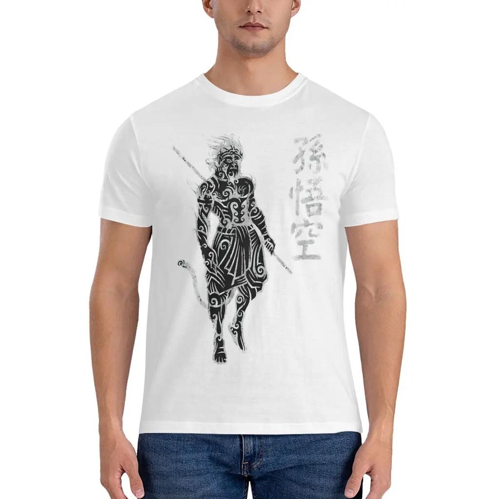 2024 Самая популярная мужская футболка для игры, черная футболка Myth WuKong Cool Tees, футболки с коротким рукавом и круглым вырезом, чистый хлопок, идея для подарка, одежда
