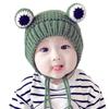 Детская шапка-бини, милая, теплая, шапочка, головной убор, очаровательная, осенне-зимняя, для малышей, мягкая, в форме лягушки, детская вязаная шапка, для мальчика, девочки