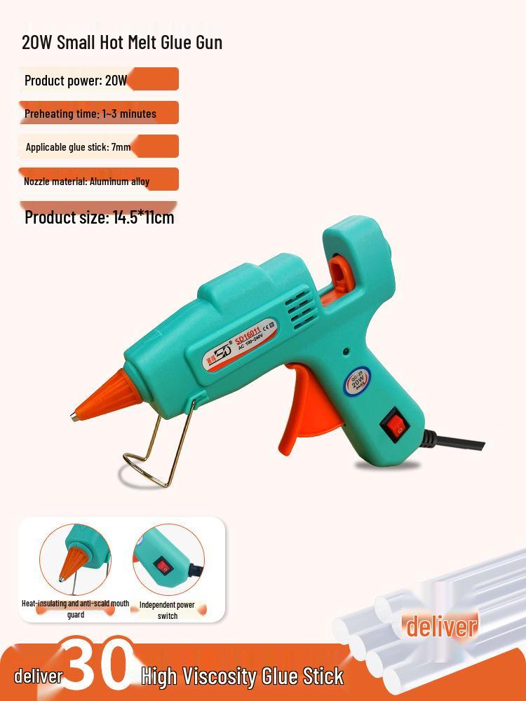 Клеевой пистолет для DIY с высокой вязкостью, тонким соплом и клеевыми стержнями для рукоделия и бытовых проектов