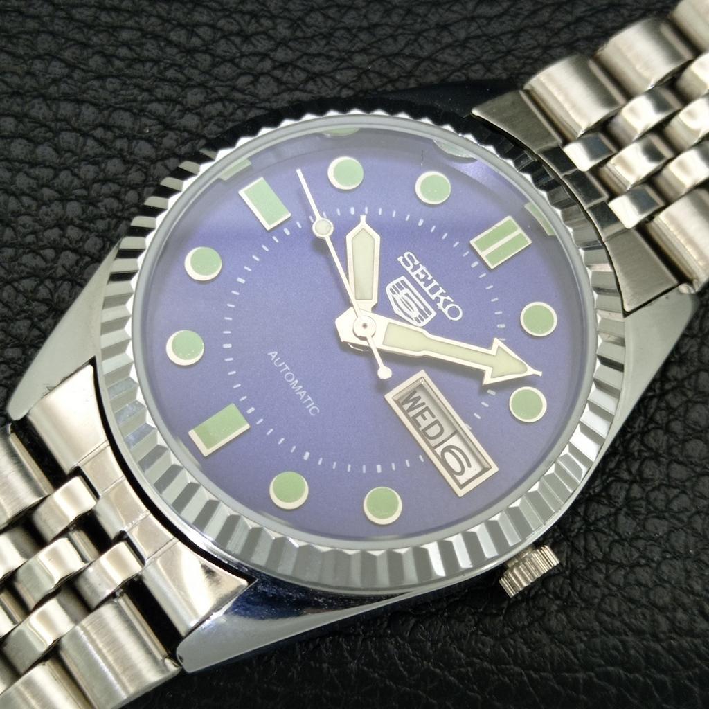 ВИНТАЖНЫЕ ОТРЕМОНТИРОВАННЫЕ МУЖСКИЕ АВТОМАТИЧЕСКИЕ ЧАСЫ SEIKO 5 6309A ЯПОНИЯ СИНЕГО ЦВЕТА a444275-1