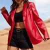 Handmade Lambskin  Leather Red Party Stylish Blazer Women Designer Formal Real