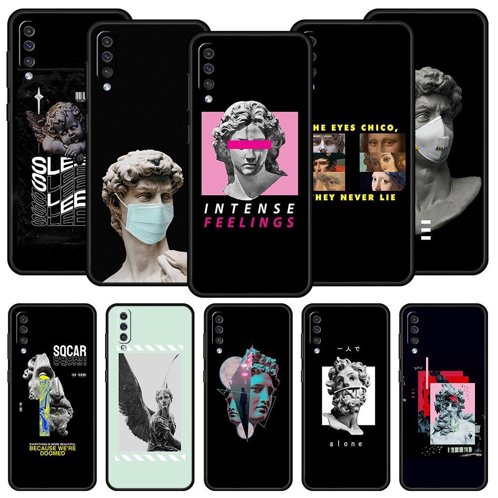 Cartoon Statue Abstract Art Phone Case for Samsung Galaxy A56 A36 A26 A16 A34 A24 A42 A22 A20 A12 A40 A30 A10 5G Soft TPU Cover