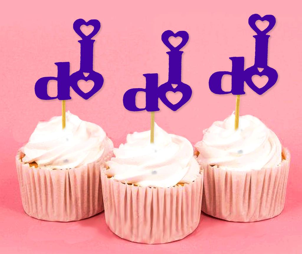 Darling Souvenir Wedding I Do Cupcake Toppers Party Dessert Decorations - Pack Of