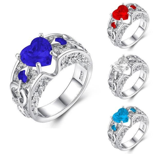 Элегантные женские женские украшения из страз в форме сердца принцессы обручальное кольцо