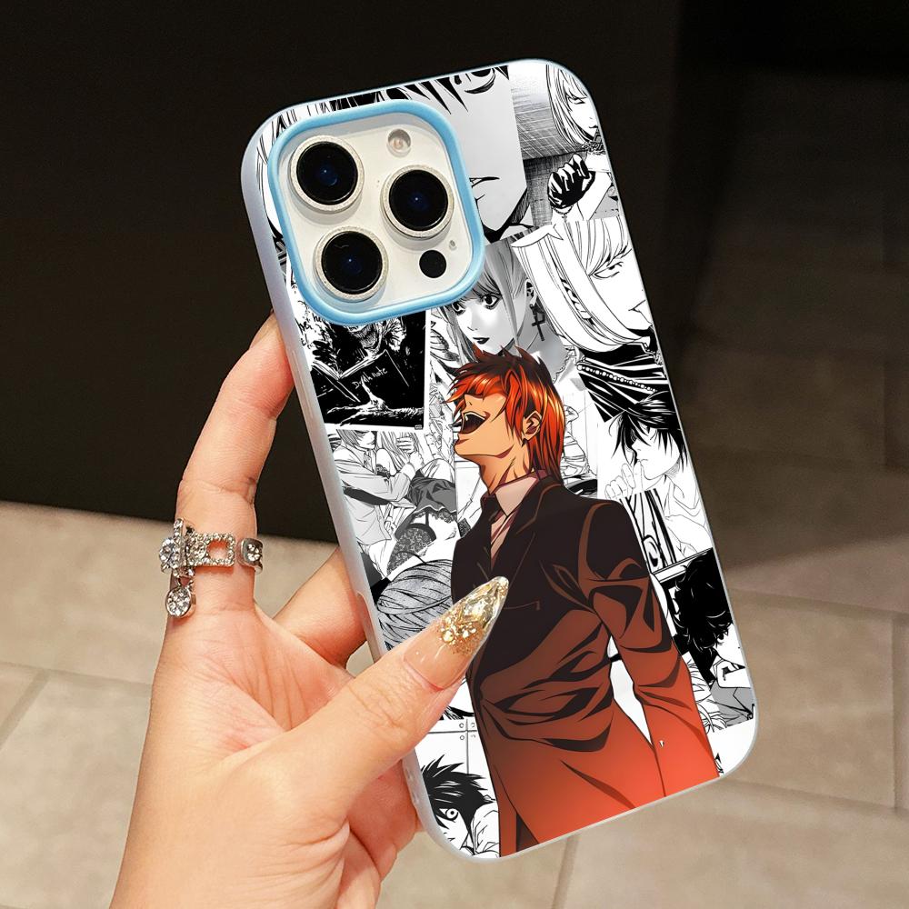 Чехол для мобильного телефона Death Note Kira Light Jelly Двухслойный Светло-голубой для iPhone 17 16 15 14 13 12 11 Air Pro Max Plus