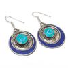 Turquoise Lapis lazuli Gemstone Earrings Tibetan Handmade Jewelry 2.4" NE 5325
