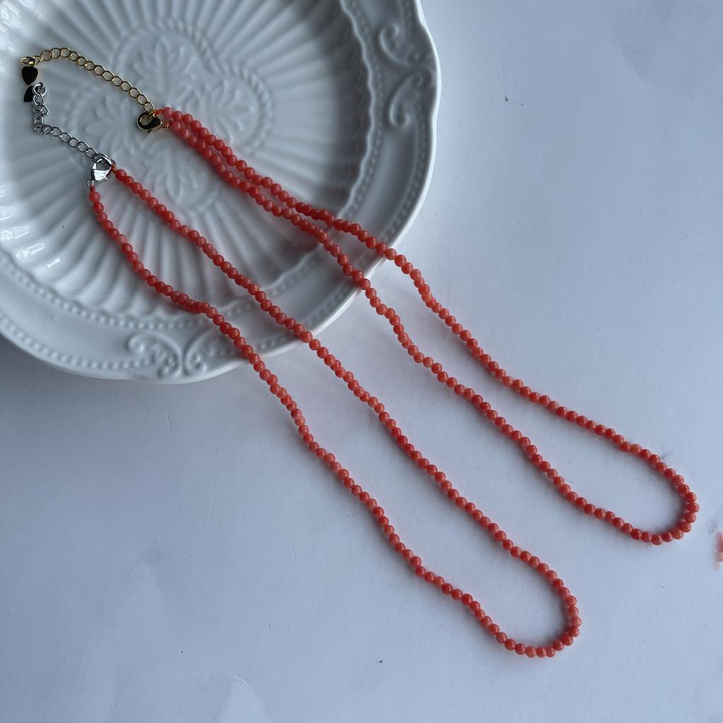 1 нить синтетического кораллового бисера, модные круглые бусины 3 мм, коралловые ожерелья для женщин и мужчин, ювелирные аксессуары, колье, рождественские подарки