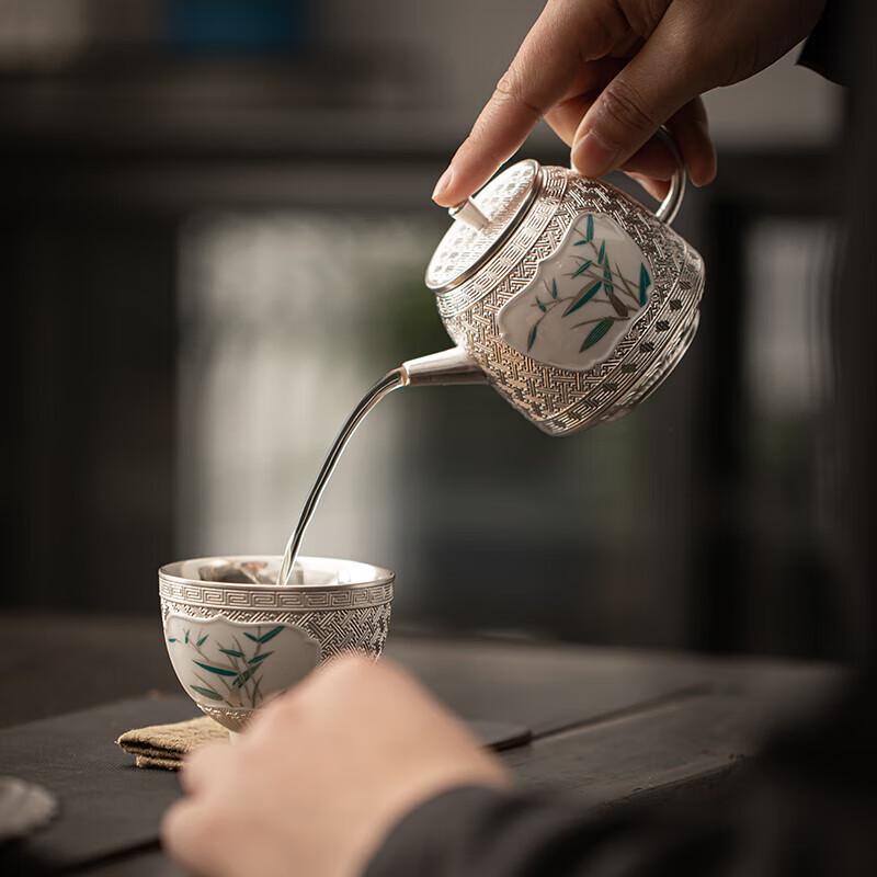 Su's Ceramic Gilded Silver Bamboo Teapot