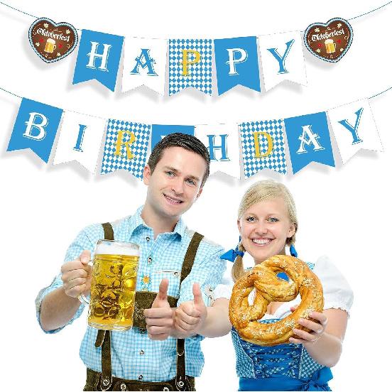 Oktoberfest & Birthday Banner, 2pcs Eco-Friendly Paper Banners, 6ft Each, Perfect for Oktoberfest & Birthday Parties