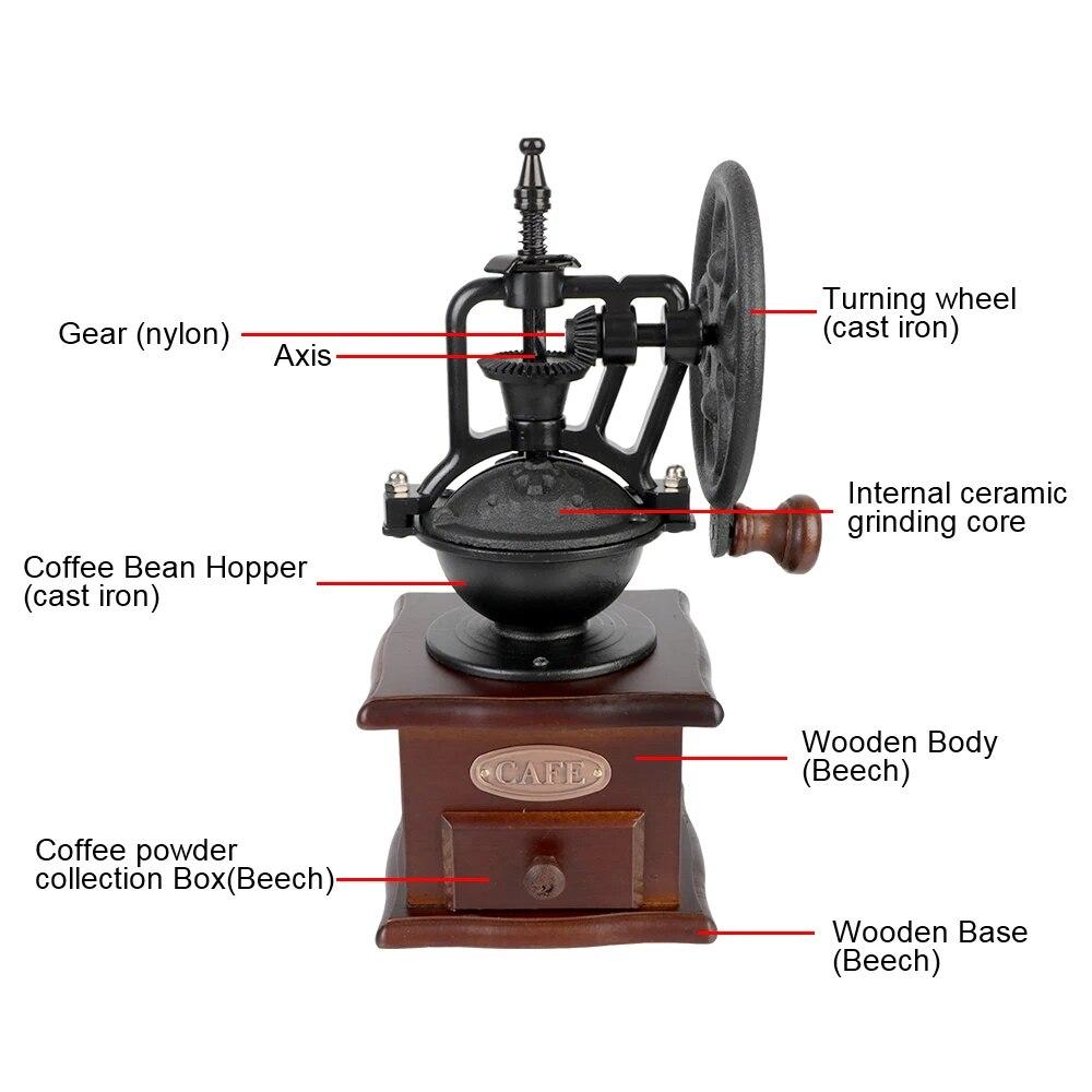Manual Coffee Bean Grinder Vintage Ferris Wheel Home/Portable Grinder Manual Coffee Machine Vintage Style Decorations Handmade.
