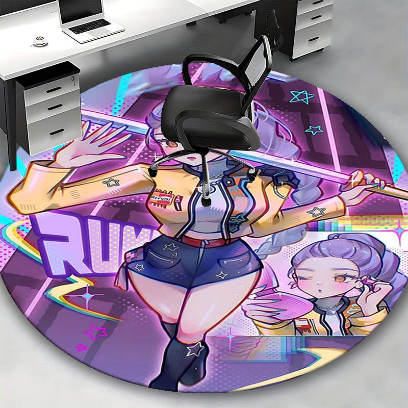 1pc Rerrumi Anime Design Round Carpet - Office Chair Mat, Non-Slip Rug for Home Decor, Living Room, Bedroom, Game Room