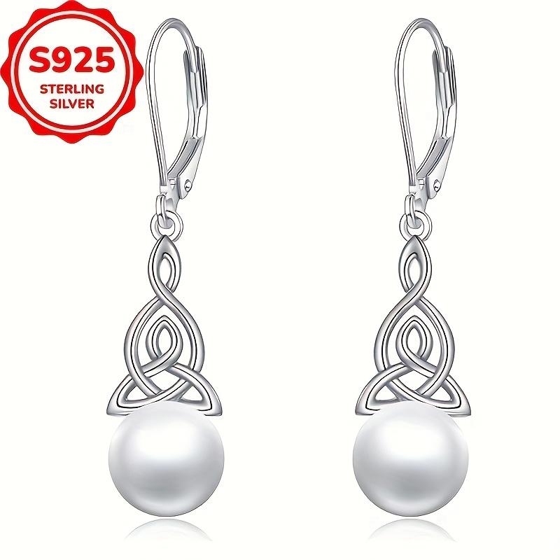 925 Sterling Silver Pearls Dangle Earrings for Women Wedding Party Fine Jewelry Gift