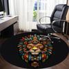 1pc Lion Feather Office Round Area Rug, Under Office Chairs Bedroom Living Room Home Decor, Room Deco, Available in Various Sizes