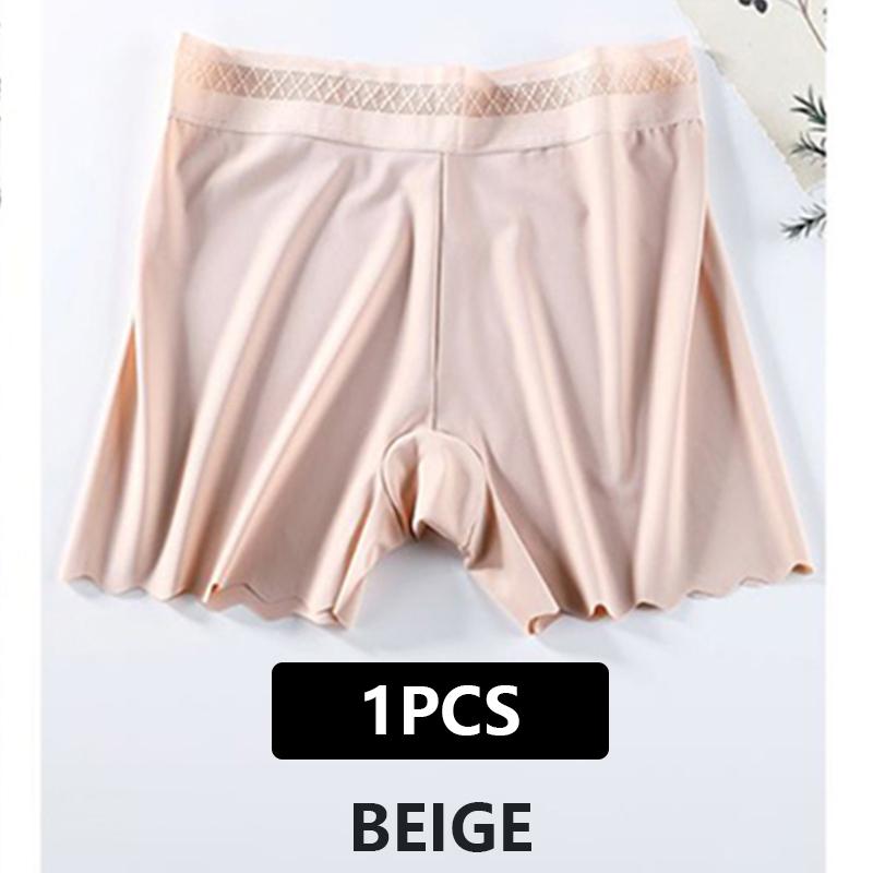 Flarixa Ice Silk Plus Size Lace Safety Shorts Seamless Mid Waist Thin Women's Summer Shorts Breathable Silk Crotch Boxer Women