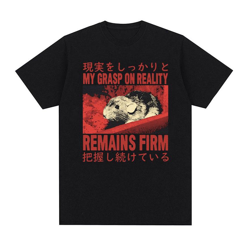 Japanese Rat Show Me The Cheese Funny Graphic T Shirt Unisex Women Retro Gothic Clothing T-shirts Harajuku Oversized Cotton T-shirt