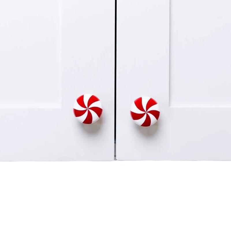 WTEMPO Рождественские декоративные накладки на ручки шкафа Рождественский декор Ручки Силиконовые Красные Накладки-кнопки Защитные чехлы для ручек дверей для кухни Спальни Ящика