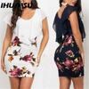 Модное женское короткое мини-платье с цветочным принтом без рукавов, вечернее платье