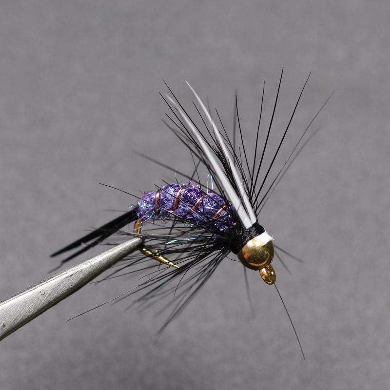 #12 Психо-принц-нимфа Сумасшедший фиолетовый принц-нимфа из латуни с золотой головой Форель Хариус Рыболовные мухи