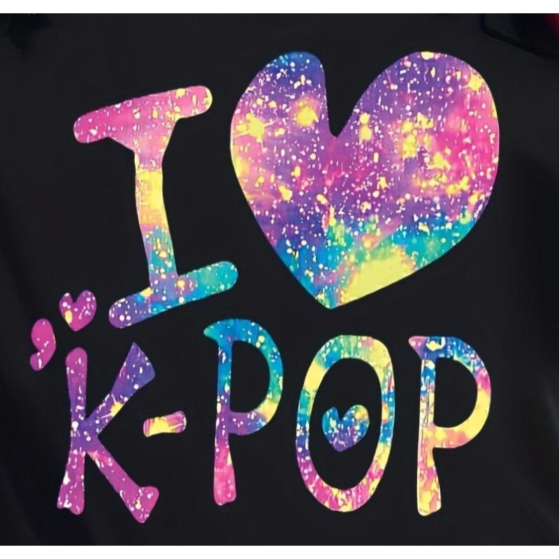 Женская футболка с круглым вырезом и коротким рукавом, с принтом логотипа K-Pop