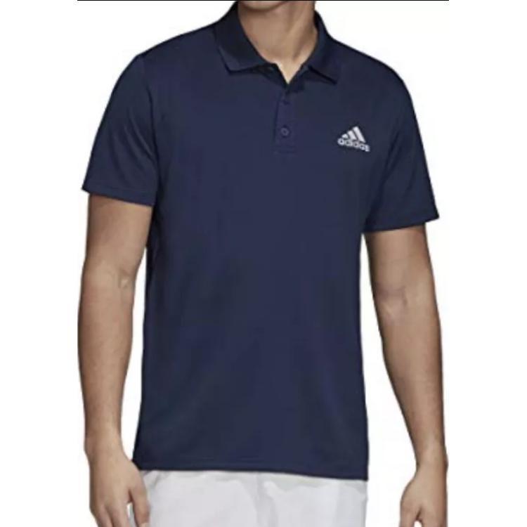 adidas Logo Printing Solid Color Short Sleeve Polo Shirt Navy Blue Men's HC2717