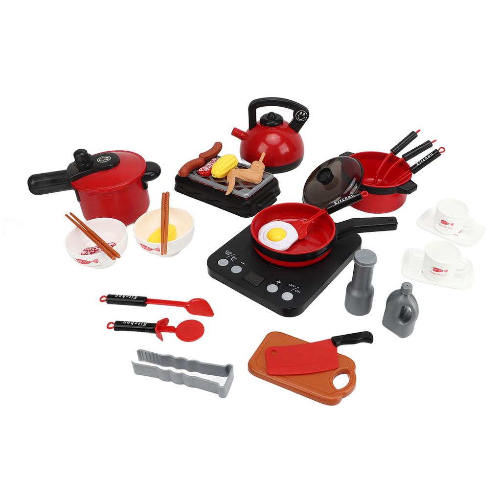 Детский игровой набор кастрюль, ролевая игра, готовка, воображаемые пластиковые кухонные игрушки, красные
