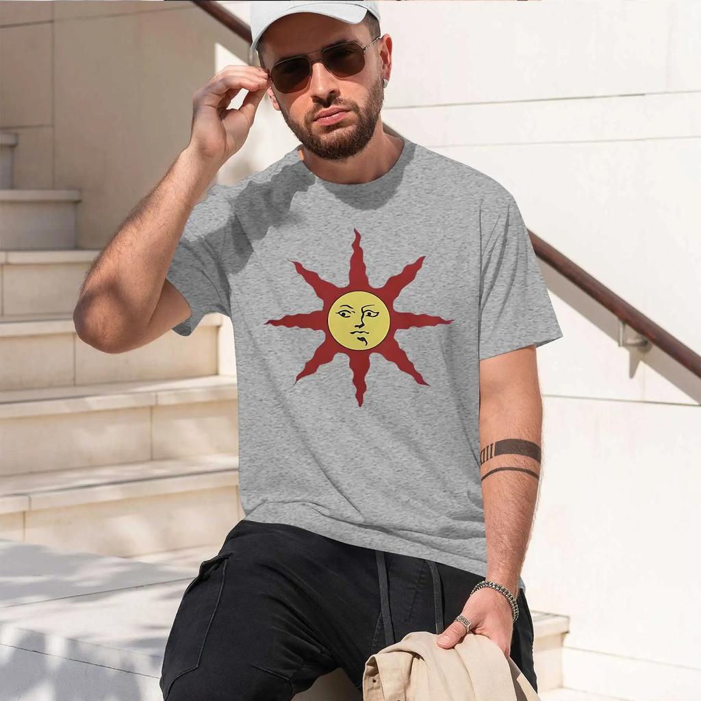 Zakon Wielkiego Słońca 2026 fashion heavyweight hot selling retro printed pattern fun round neck T-shirt for daily comfort