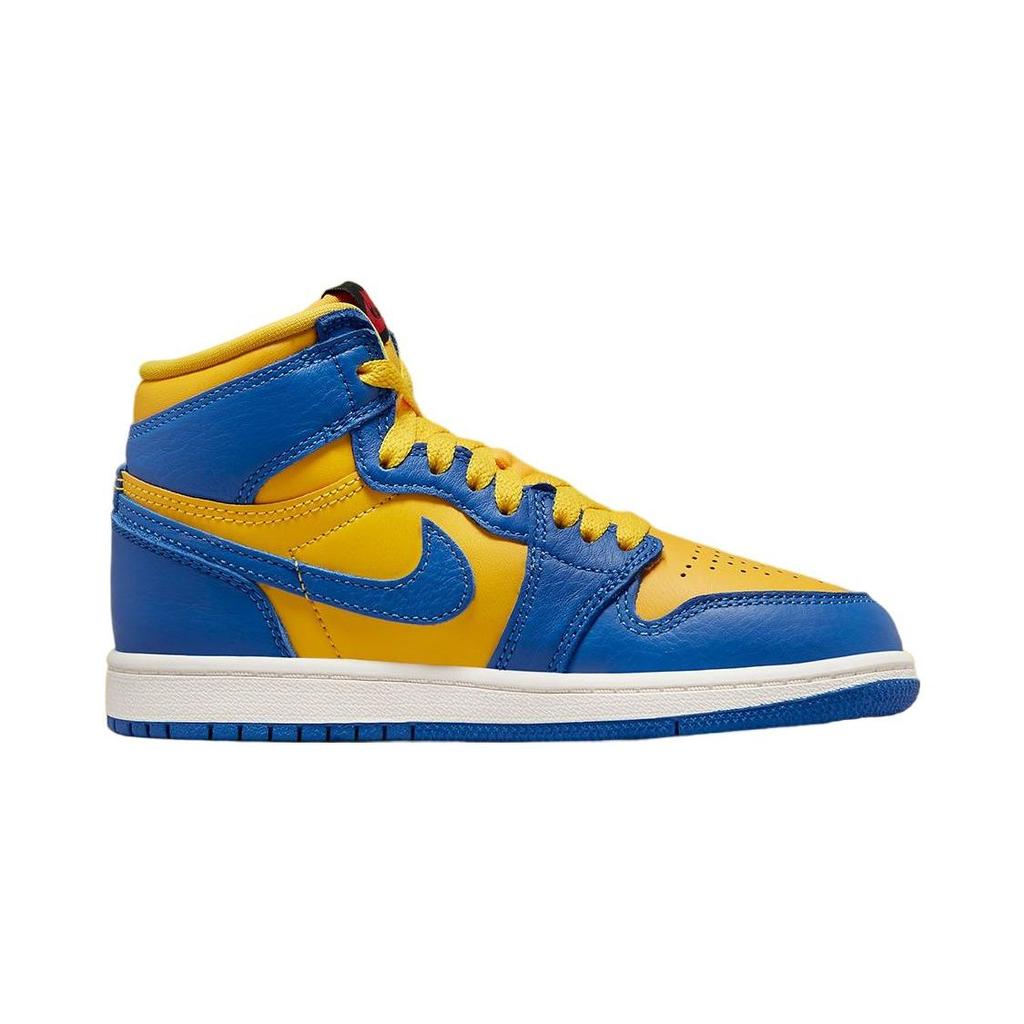 Детские кроссовки Air Jordan 1 Retro High OG PS Reverse Laney желтые Varsity-Maize Game-Royal FD2597-700