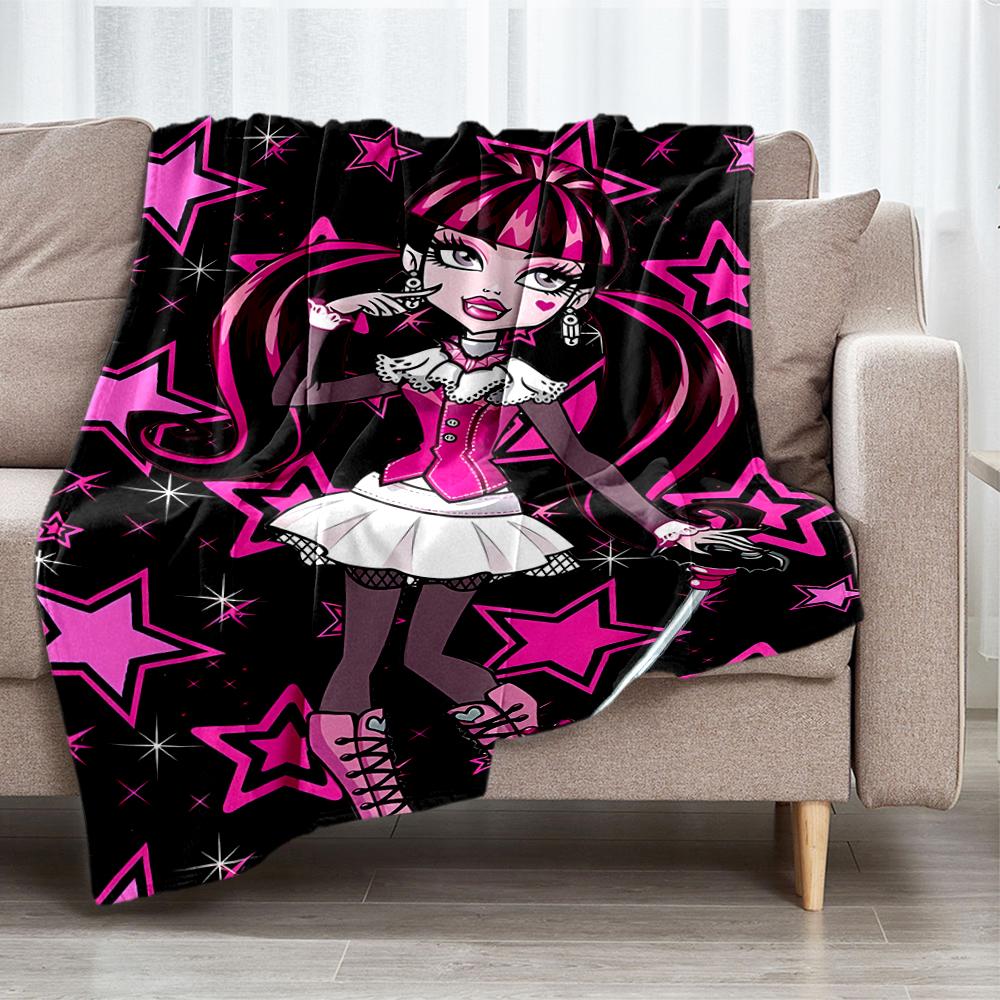 Monster High Theme Printed Blanket - Perfect for Couch, Bed, Travel & Outdoor Use | Machine Washable, Cozy & Durable.