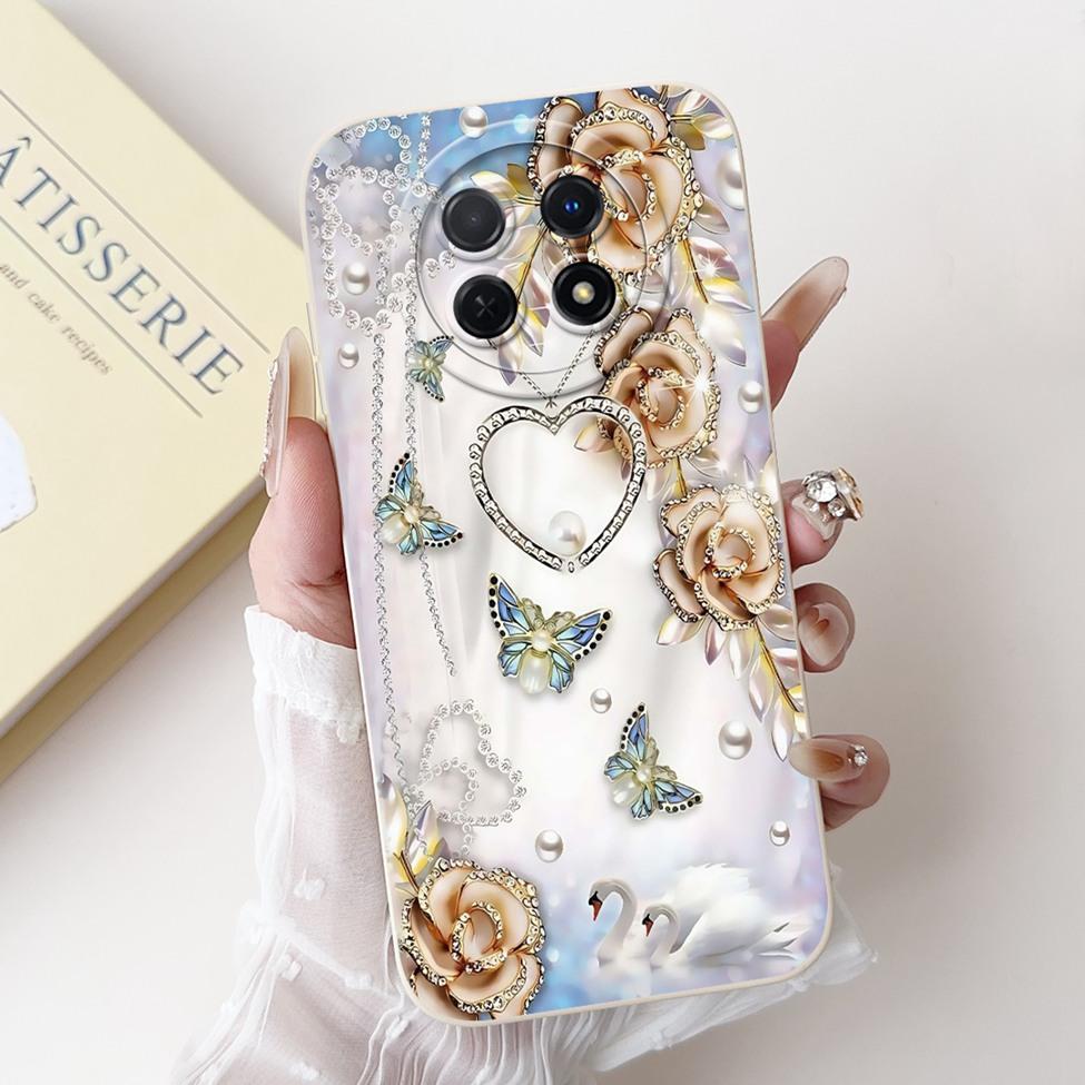 For Realme 12 5G Case For Realme 12X 5G Cover RMX3998 Luxury Fashion Flowers Kawaii Girl Cute Cat Shockproof Phone Case Funda