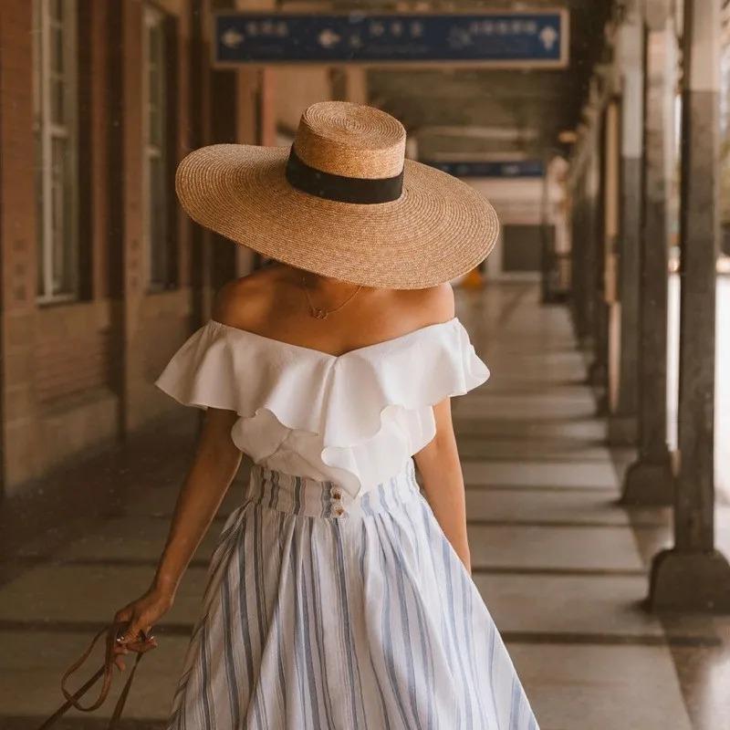 Летняя соломенная шляпа ручной работы с широкими полями, модная женская кепка от солнца для мужчин и женщин, пляжная шляпа для отдыха и отдыха