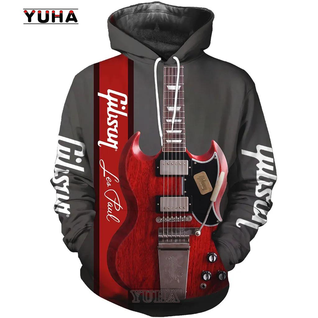 Весенне-осенние мужские толстовки с 3D принтом гитары, толстовка, пуловеры с длинными рукавами в стиле Харадзюку, уличная одежда в стиле хип-хоп, мужская куртка с капюшоном