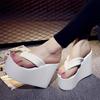 Summer Women High Heel Sandals Thick Bottom Wedges Anti-slip Beach Flip-flops
